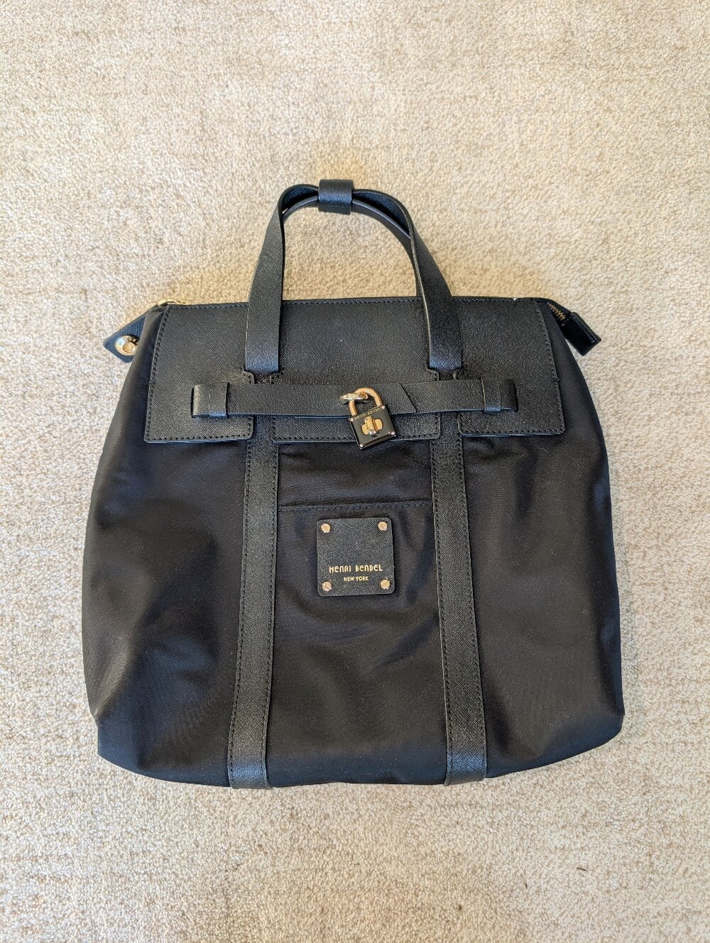 Henri Bendel Jetsetter Black Nylon Convertible Backpack